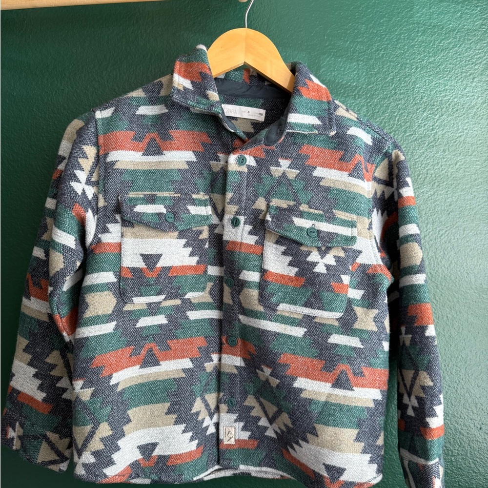 Zara thick tribal pattern Button-Up shacket